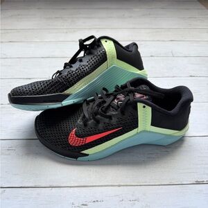 Nike Metcon 6 Training Shoes Women’s 7.5 Black Green CrossFit Gym Workout